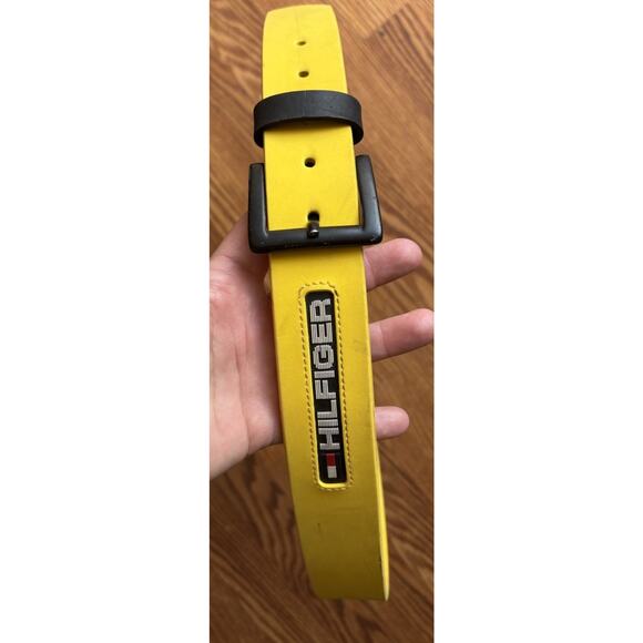 VTG Y2K Yellow Tommy Higher Belt AALIYAH - Picture 1 of 5